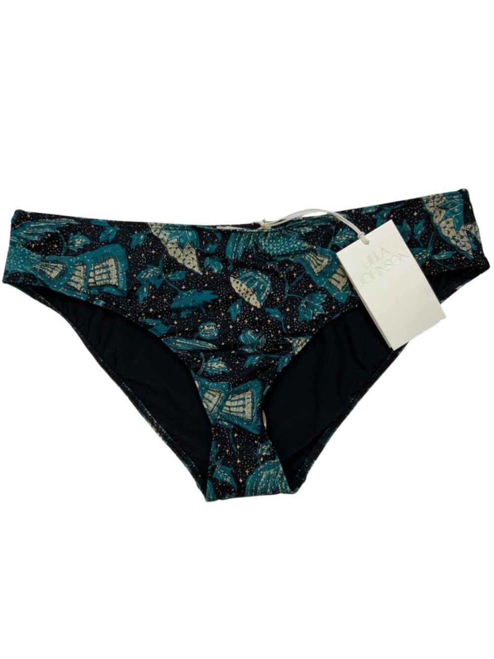 Ulla Johnson Dani Bikini Bottom XL Midnight Jade Floral Bird NEW